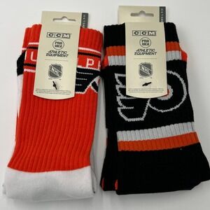 CCM Philadelphia Flyers NHL Hockey Pro Tek Athletic Socks L 9-11‎ Orange Black